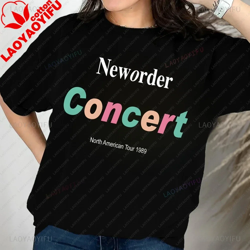 Streetwear Retro 80s New Order Band T-shirt Pattern Printed T-shirt Fashion Casual Short Sleeve Plus Size Unisex cotton T-shirt