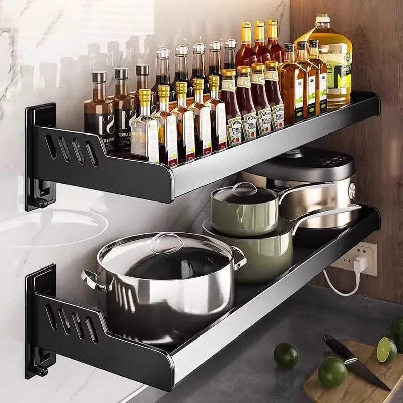 

Kitchen Shelf No Punch Microwave Wall Mounted Spice Rack Wall Spice Storage Multifunctional