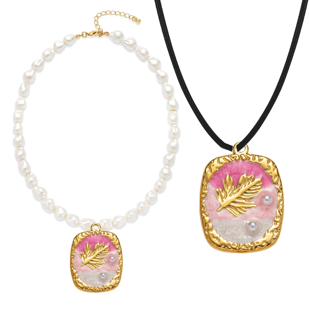 5 قطع من الفولاذ المقاوم للصدأ المطلي بالذهب مابل ليف المينا اللؤلؤ المعدني القرط سحر لقلادة ذاتية الصنع وسوار صنع المجوهرات والحرف اليدوية #6