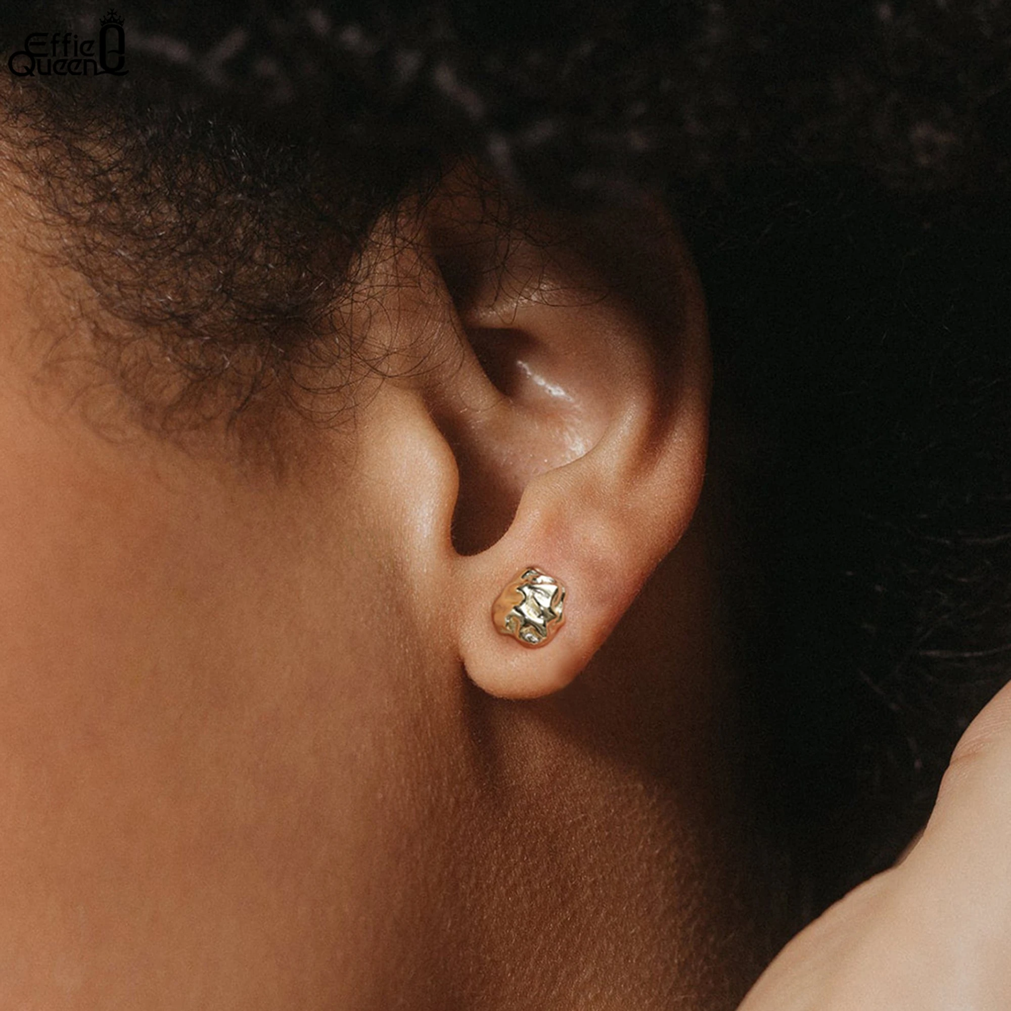 

Серьги-гвоздики Effie Queen Dainy из стерлингового серебра 925 пробы неправильной формы, стиль минимализма, случайный дизайн, аксессуары для ушей, повседневная одежда APE137