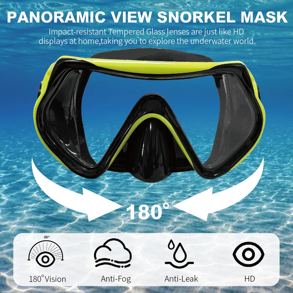 Anti-fog Swimming Goggles Scuba Diving Goggles Snorkel Mask Diving Mask Len Wide View Training With Nose Cover Adjustable Strap