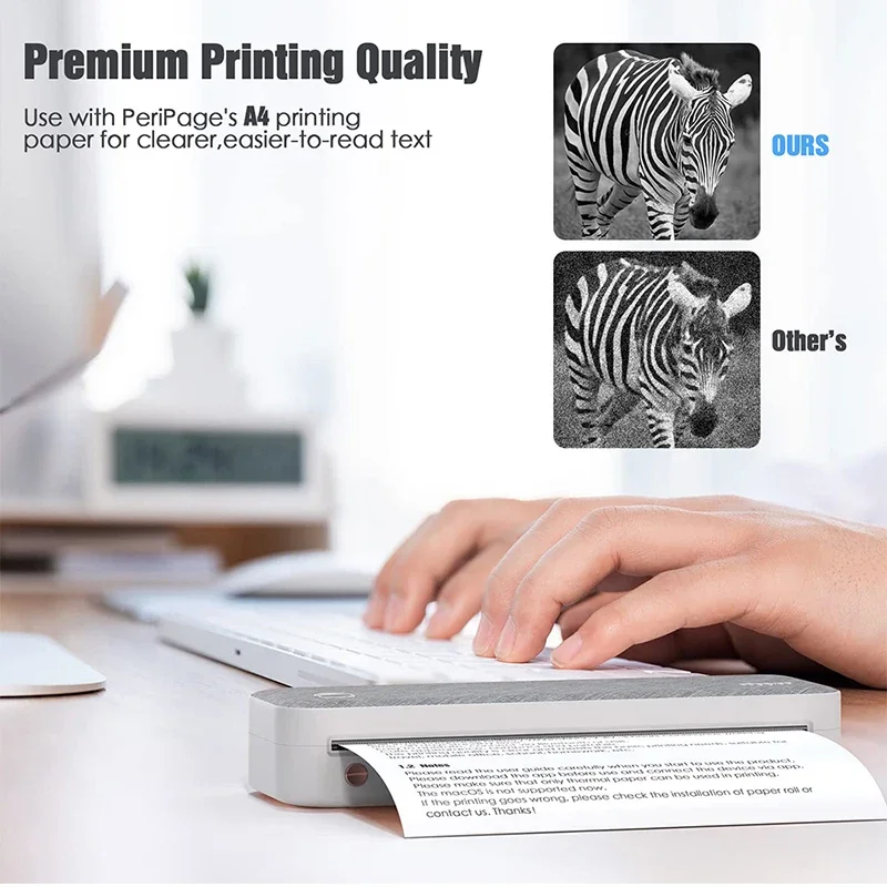 Peripage A40 Mini Portable Thermal Document Photo Printer 203PDI Mobile Phone Wireless  Inkless A4 Printer