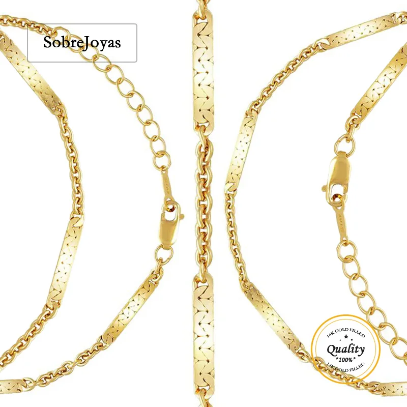 

Браслет-цепочка 2,3 мм с позолотой 14K, оптовая продажа, винтажный, для подружек невесты, водонепроницаемое женское украшение