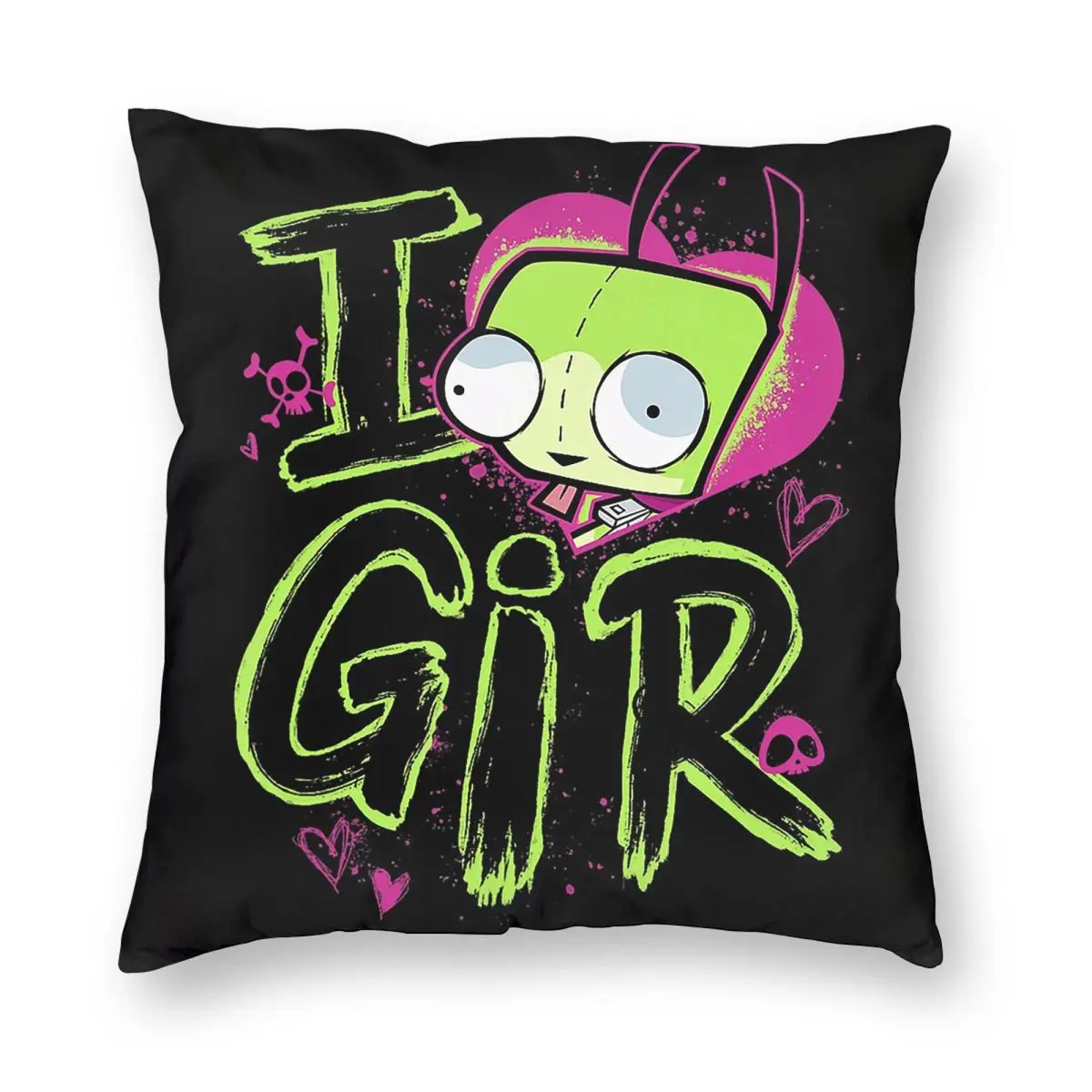 Cartoon Invader Zim Gir Game I Am Gir Square Pillowcase Pillow Cover Cushion Decor Comfort Throw Pillow for Home Living Room