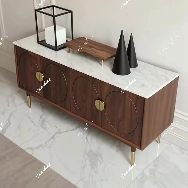 Modern minimalist North America sideboard solid wood storage cabinet simple light luxury high cabinet