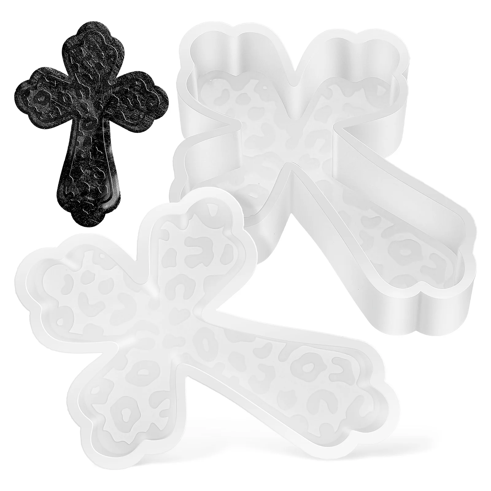 2Pcs Cross Plaster Mold Silicone Necklace Epoxy Resin Craft Reusable Pendant Keychain Wax Jewelry Car Freshener Decor nament