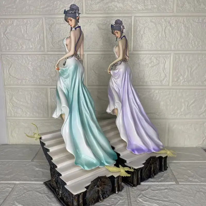 

29cm Ghost Blade Character Ice Princess Looking Back Full Dress Scene Wlop Prinese Salia Angel PVC Action Figure Anime Figure