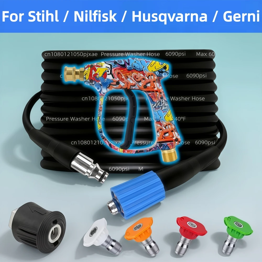 

5~30m Car Wash Hose Super Flexible Pressure Washer Hose 6090PSI Kink Resistant Power Washer Hose, For Stihl Nilfisk Husqvarna