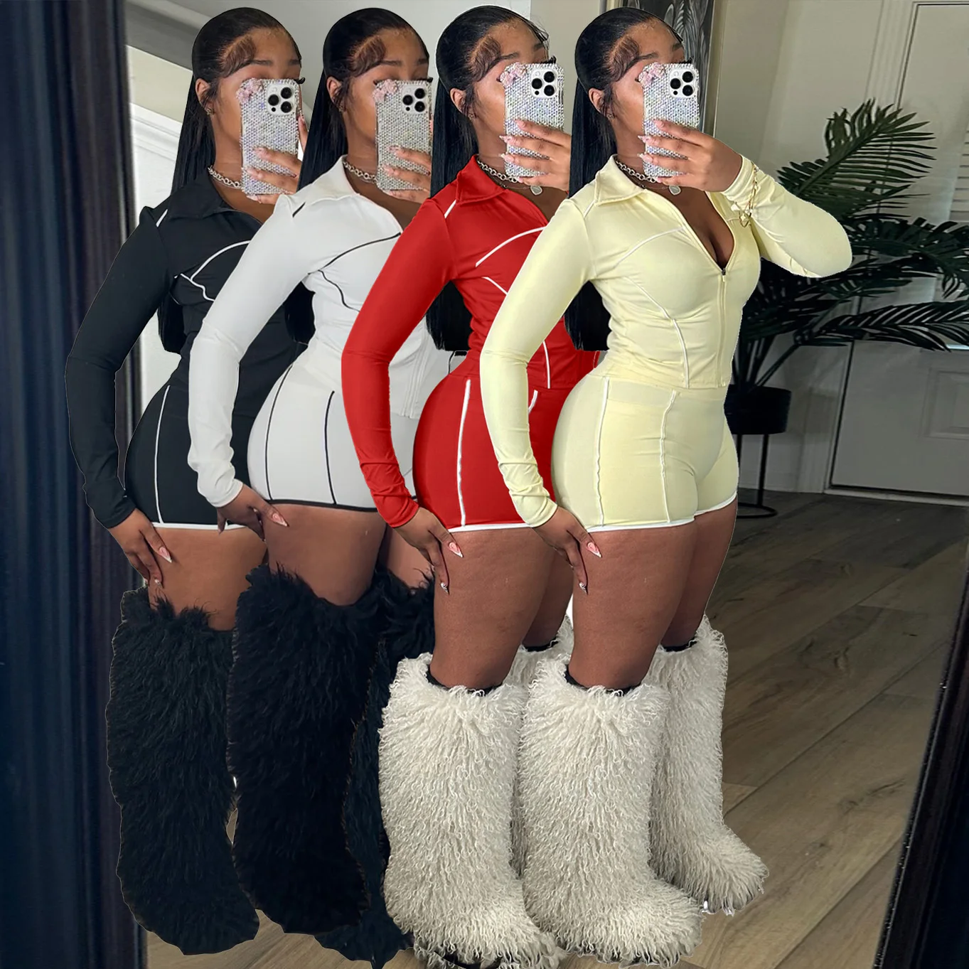 

Crop Jacket 2 Piece Pant Set Outfits Tracksuits Sweatsuit Jogger 2025 Fall Winter Women Y2K Streetwear Two Piece Set Shorts Pant