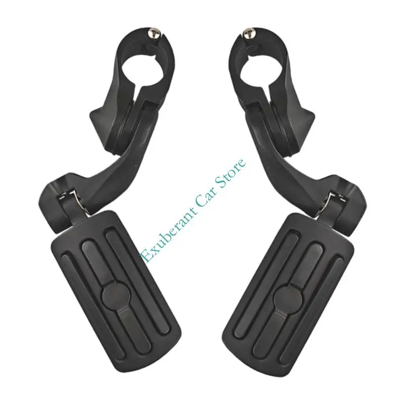 Adjustable Motorcycle Crash Bar Highway Foot Pegs, Clamp On Footrests with Rubber Pad Grip for Daily Commutes and Road Use