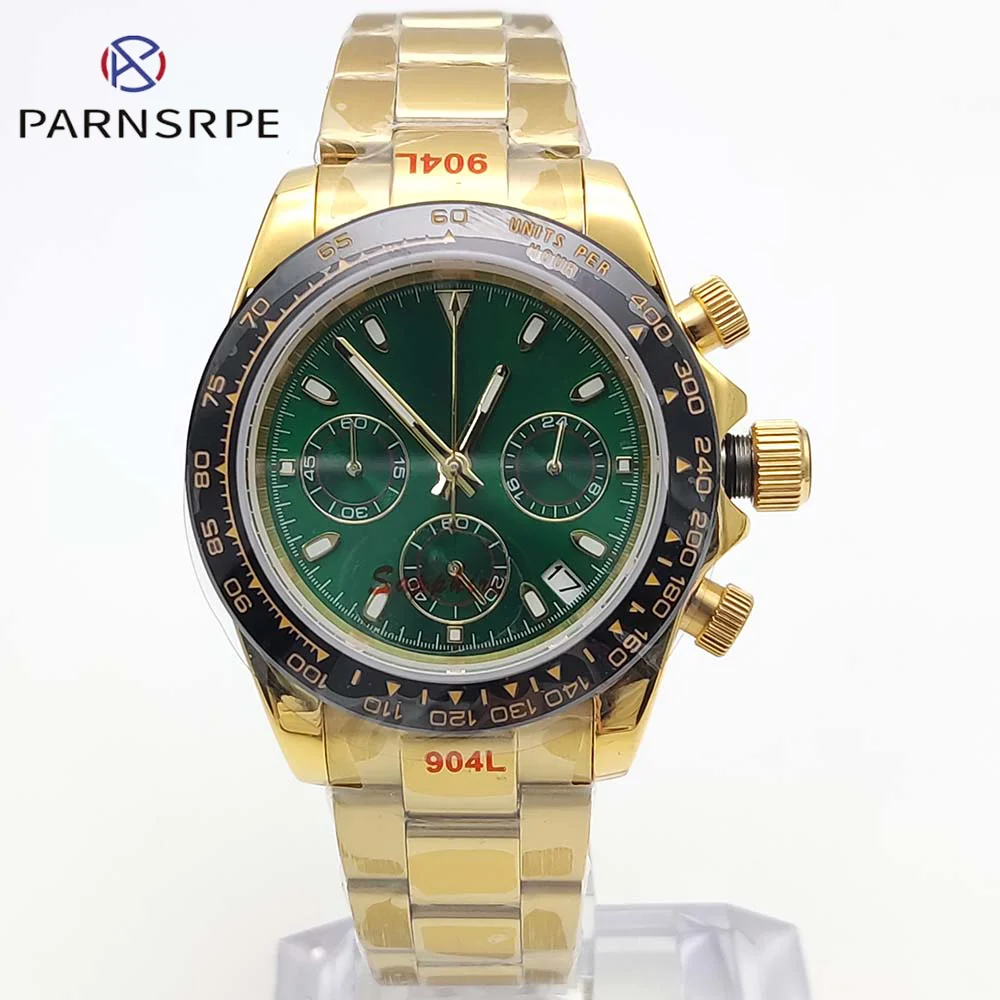 

Men's Luxury Gold VK63 Quartz Watch, Business Sport Chronograph, Sapphire Glass, Water Resistant Crown, Men's Watch