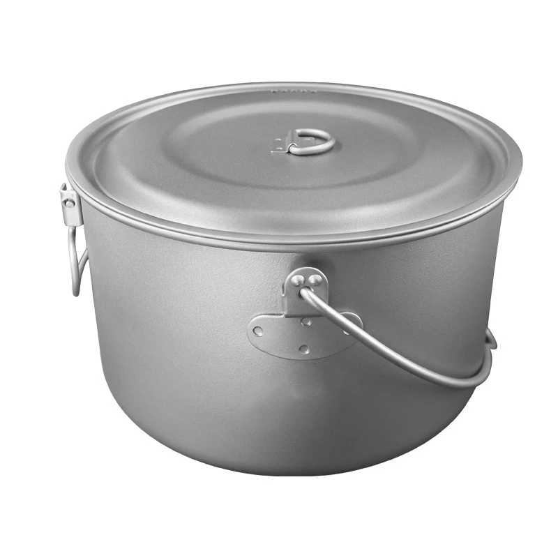 

1300ml/1950ml Outdoor Pure Titanium Large Capacity Soup Pot Camping Picnic Lightweight Soup Pot Folding Portable Titanium Pot