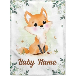 Personalized custom blanket, elephant fluffy flannel blanket with boy's name printed on it, the best gift for children