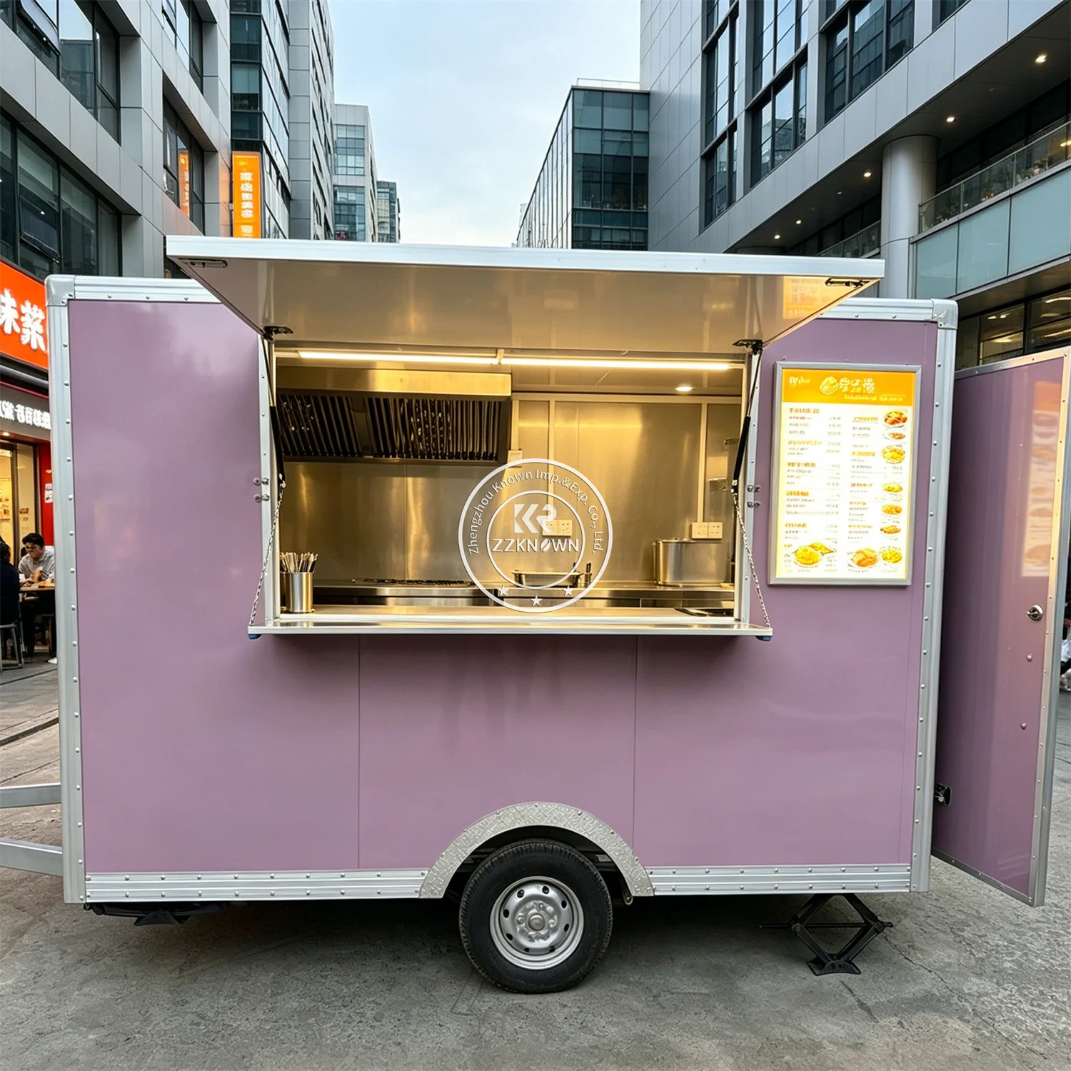 

Мобильный фудтрак для уличной еды: прицеп для барбекю, пиццы, бургеров, хот-догов, соков и напитков, с полностью оборудованной кухней