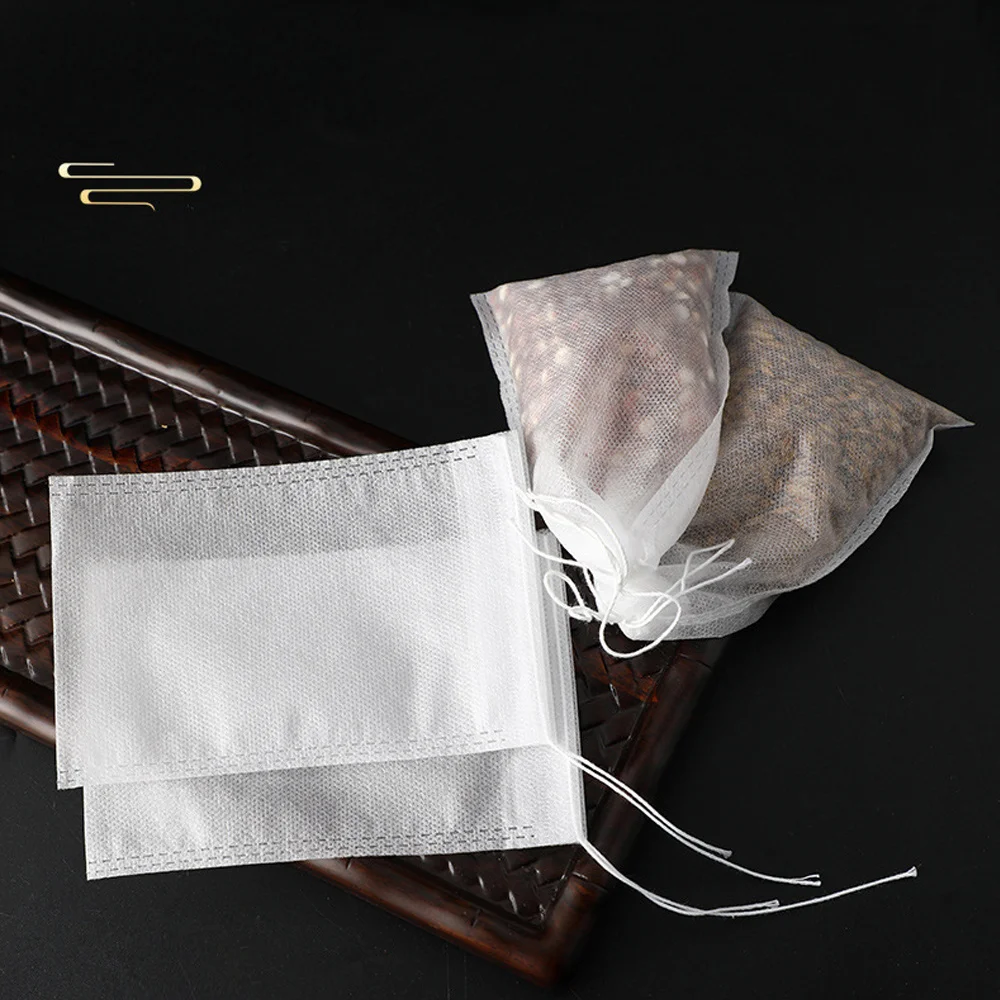 100-Pack Disposable Tea Bags, Non-Woven Filter Bags with Drawstring, Tea Bags, Herbal Medicine Bags, Powder Inner Bags, Sachet Inner Bags, Inner Liners Suitable for Loose Tea and Spices