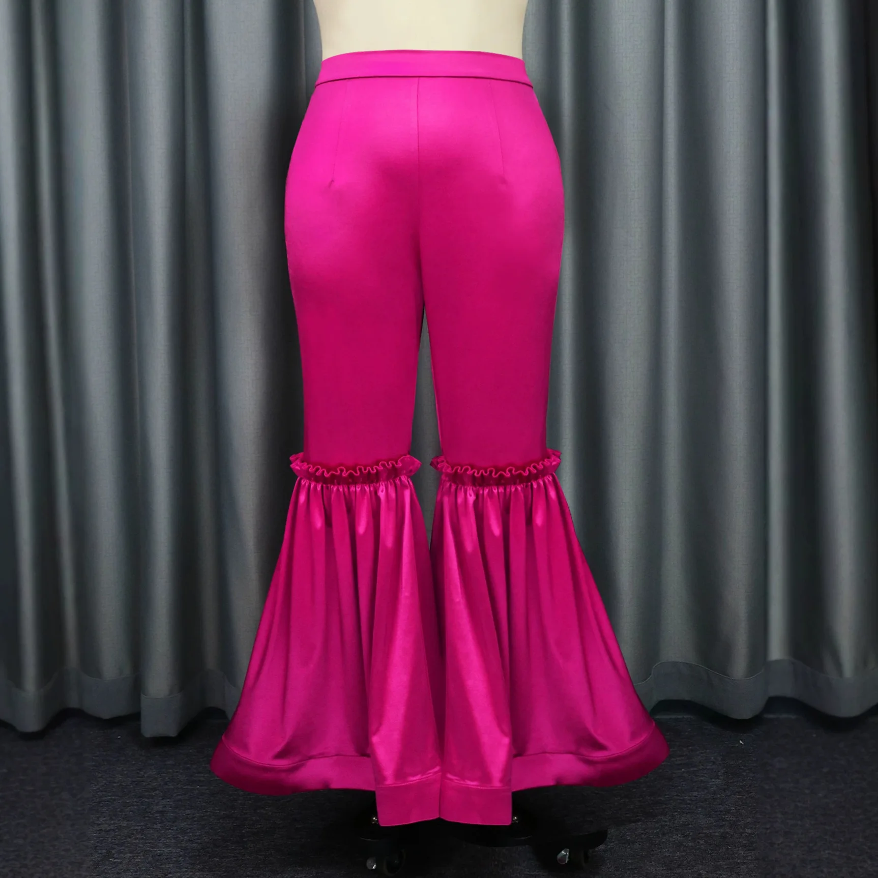 New Large Size. Patchwork Bell-bottom Pants, Smart Fit, Flattering For The Hips, Solid Color Party And Cocktail Women's Trousers