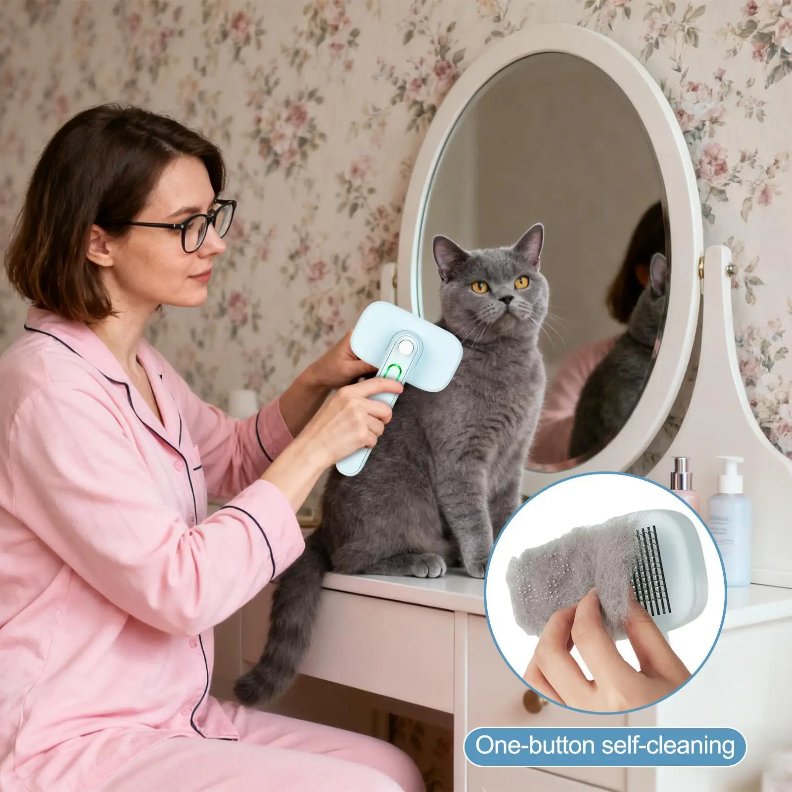 

Ионная щетка для волос для домашних животных с генератором, самоочищающаяся щетка для выпадения собак, распутывающая и массажная расческа для кошек и домашних животных