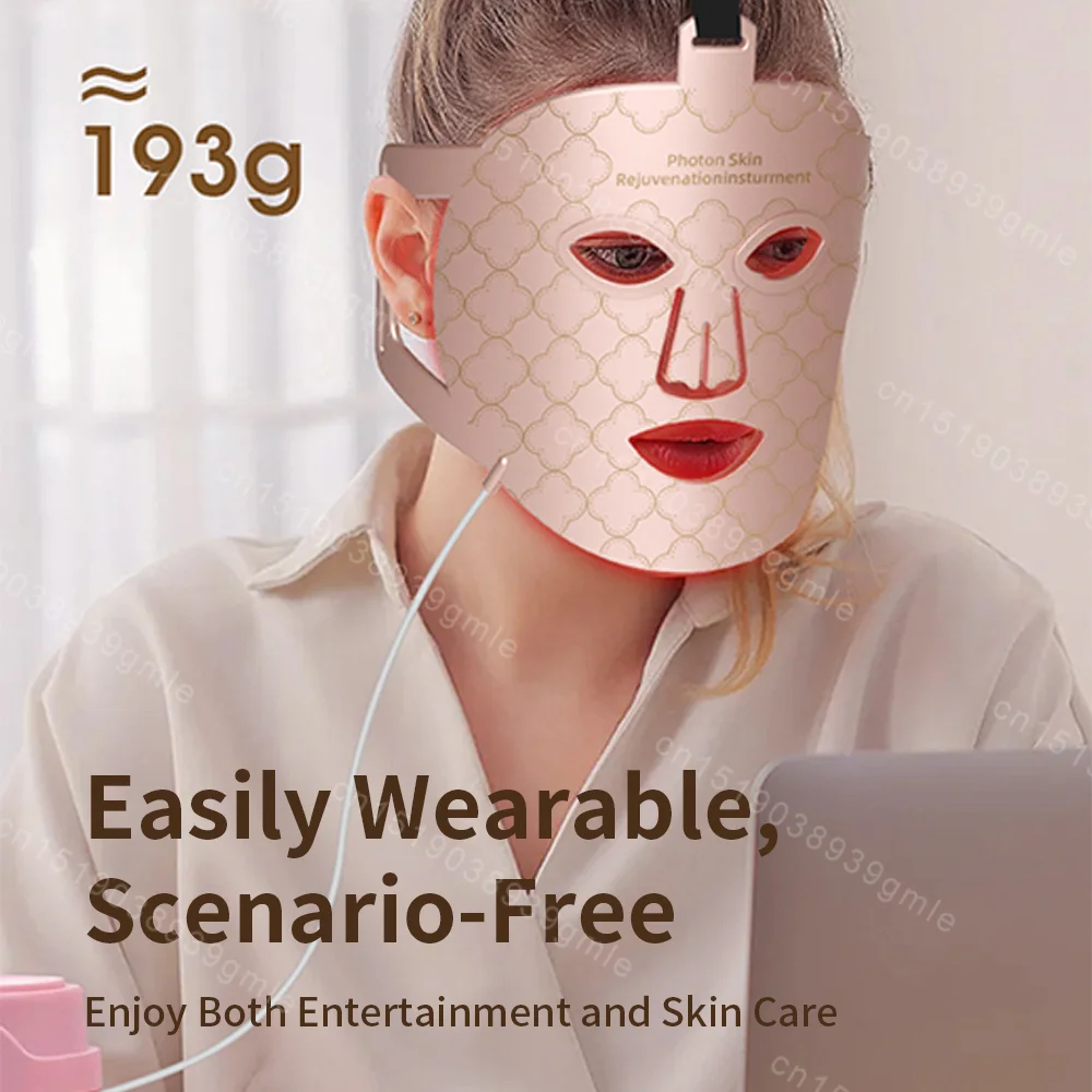 LED Photon Beauty Infrared Mask Instrument USB Electronic Mask Rejuvenation Lightens Fine Lines Brighten Skin Tone Repair Skin