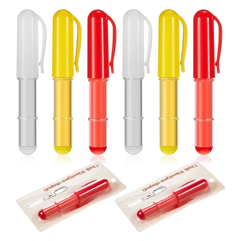 6 Pcs Sew Chalk Fabric Marker Fabric Pencils Chalk , Marker Tailors Chalk , Erasable Sewing Chalk , Red, Yellow, White