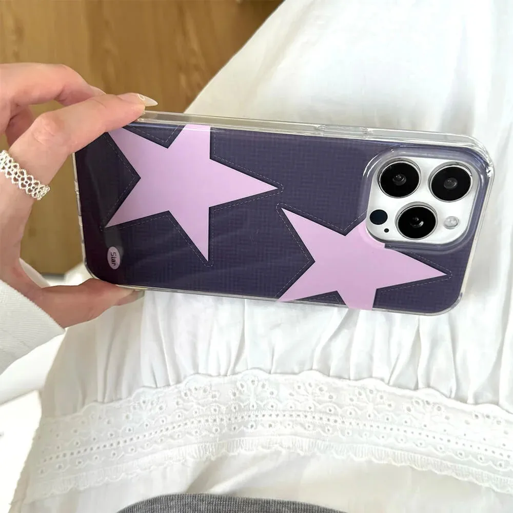 Korean Y2K Star Phone Case for Samsung Galaxy S26 S25 S24 S23 S22 S21 FE Ultra Plus 4G 5G Feather Texture Back Cover
