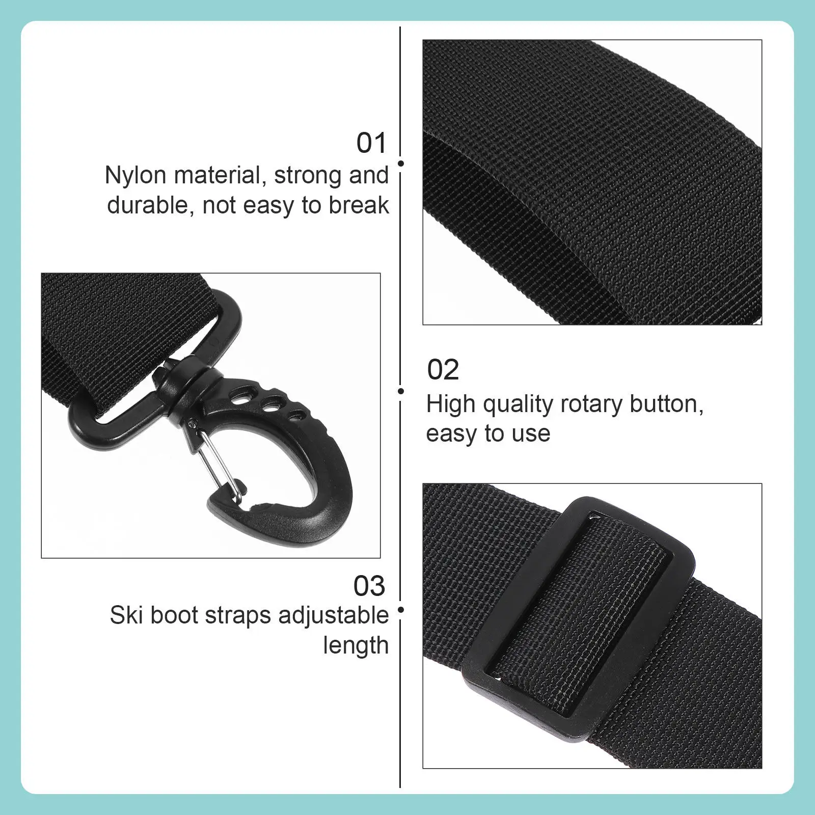 

4Pcs Heavy-Duty Nylon Ski Boot Carrier Strap Reusable Snowboard Boot Shoulder Strap Compact Portable for Travel Skiing