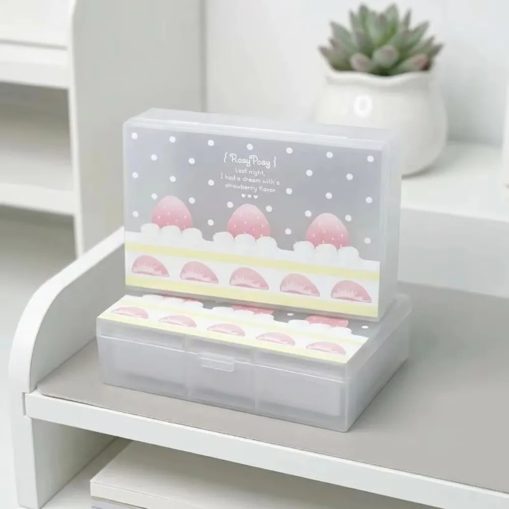 New Dreamy Cherry Storage Box Transparent Pink Cosmetics Organizer Frosted Design Home Organization Card Organizer For Hairpins