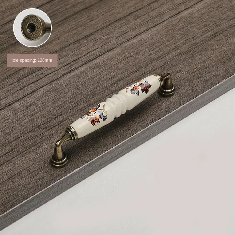 

Керамические ручки для шкафа из цинкового сплава, бронзовые винтажные ручки для ящиков, зеленые/красные листья, европейские ручки, ручки для ящиков, шкаф, комод
