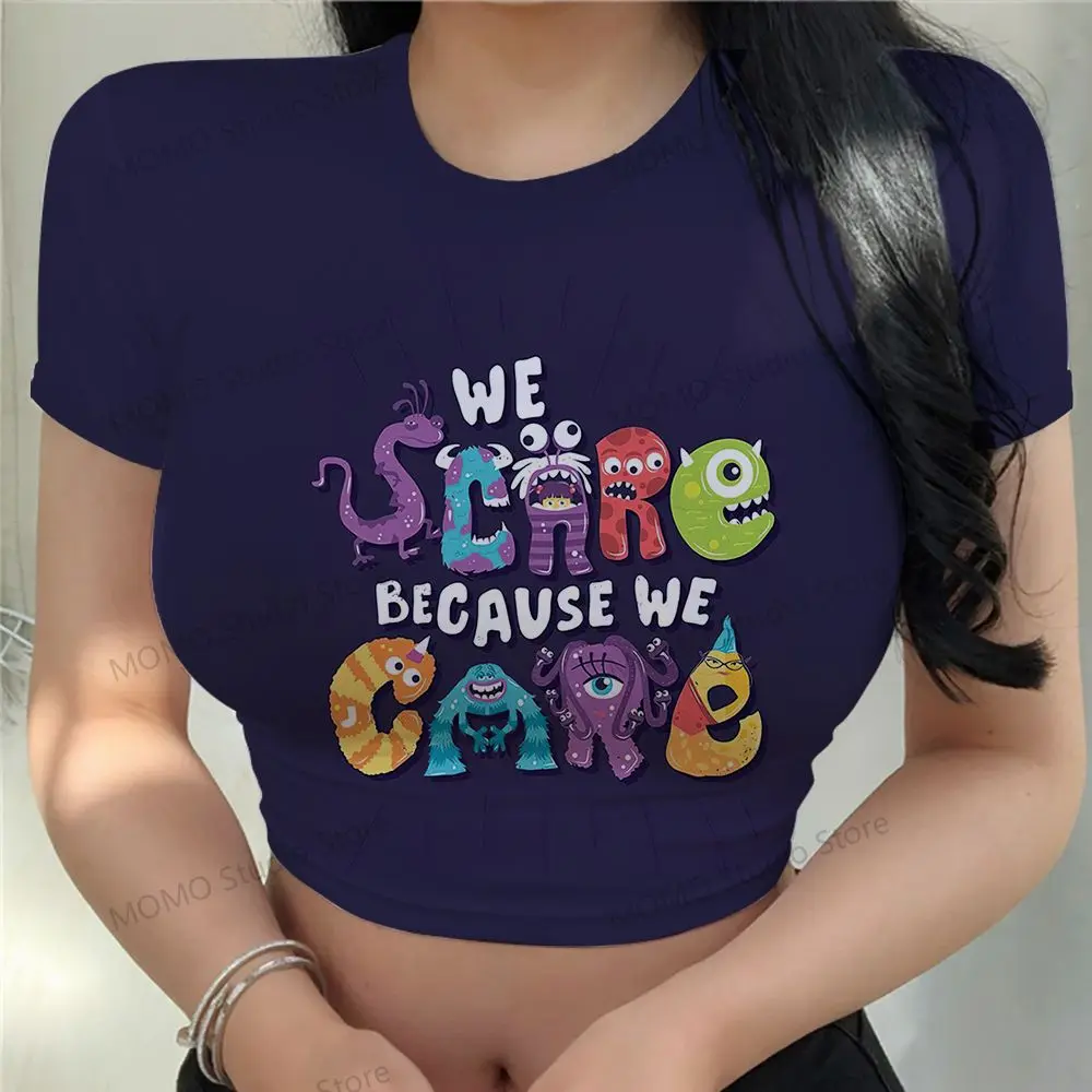 Women's T-Shirt Cute XS-3XL Kawaii Monsters Inc. Crop Top Leisure 2024 Lovely Cheap Clothes Clothing Women's Hot Sale Y2k Party