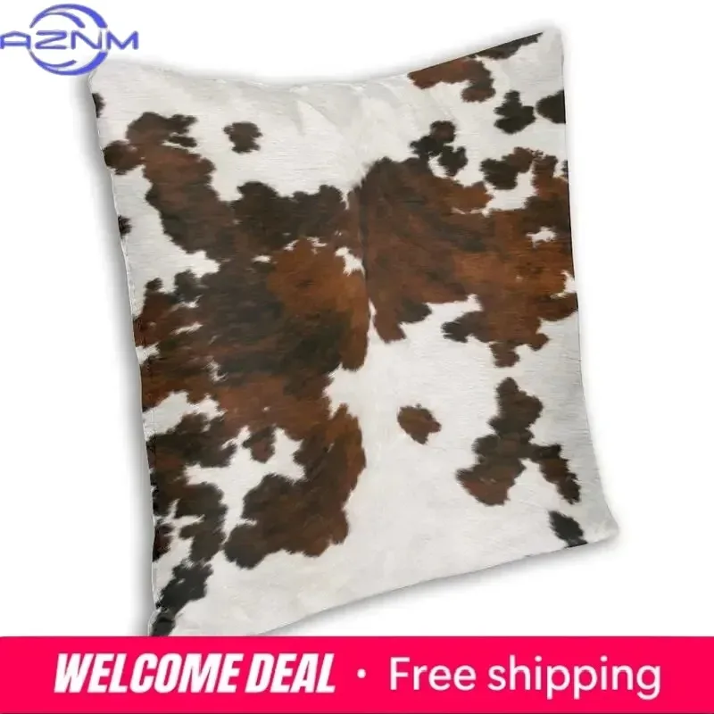 Faux Fur Modern Cowhide Texture Pillowcover Decoration Animal Hide Pattern Skin Leather Cushion Cover Throw Pillow Printing