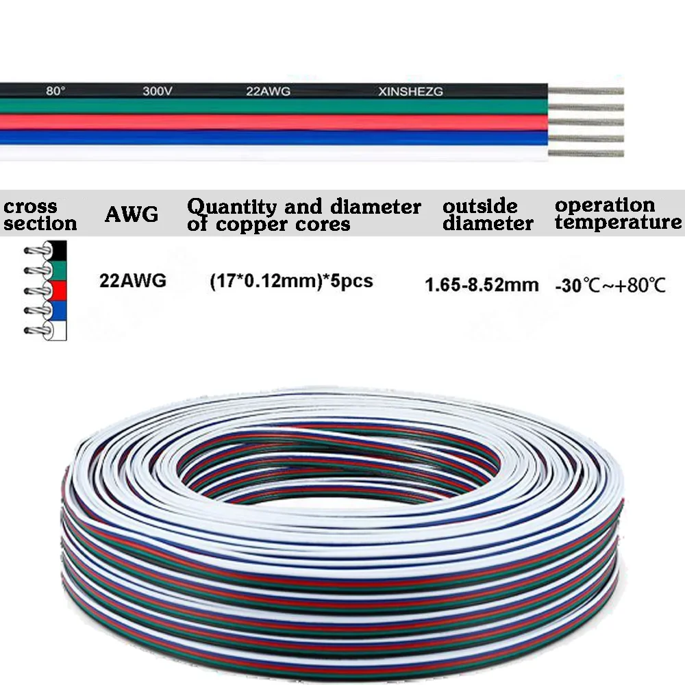 Electronic Cable Extension Wire, 22 AWG