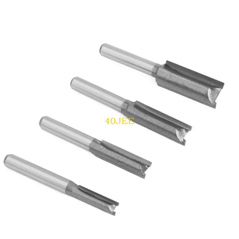 40JE 4Pieces Profesional Woodworking Router Bit Double Edges Design 1/4inch Shank Daya Daya Daya Baja Lurus Potong Router Bit