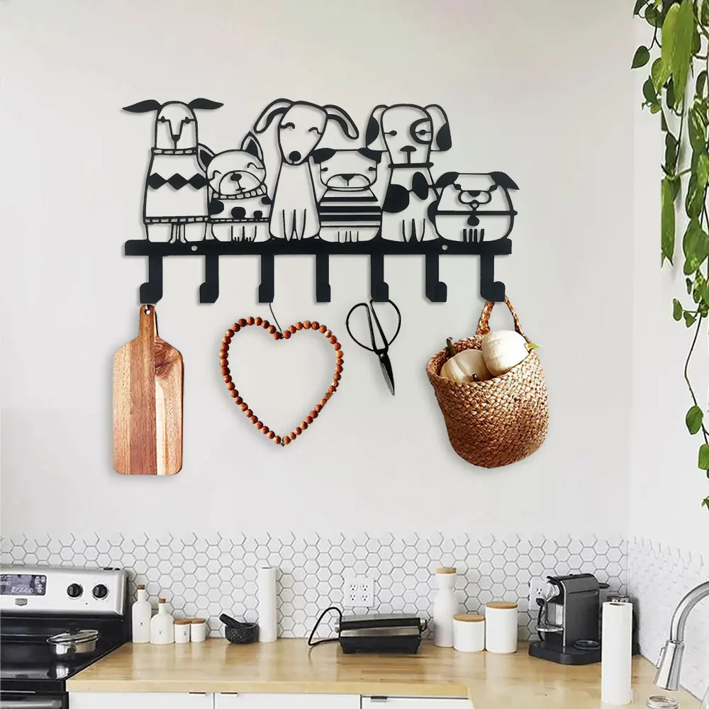 Porta Llaves Decorativo de Hierro con Diseño de Perro, Organizador de Llaves Vintage para Pared, Ideal para Llaves de Coche, Metálico y Contemporáneo