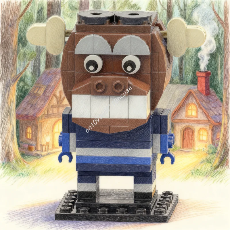 

118pcs MOC Brickheadz Mick E Moose Mascot Model Building Blocks Toys Architecture DIY Creative Christmas Gift Idea Education