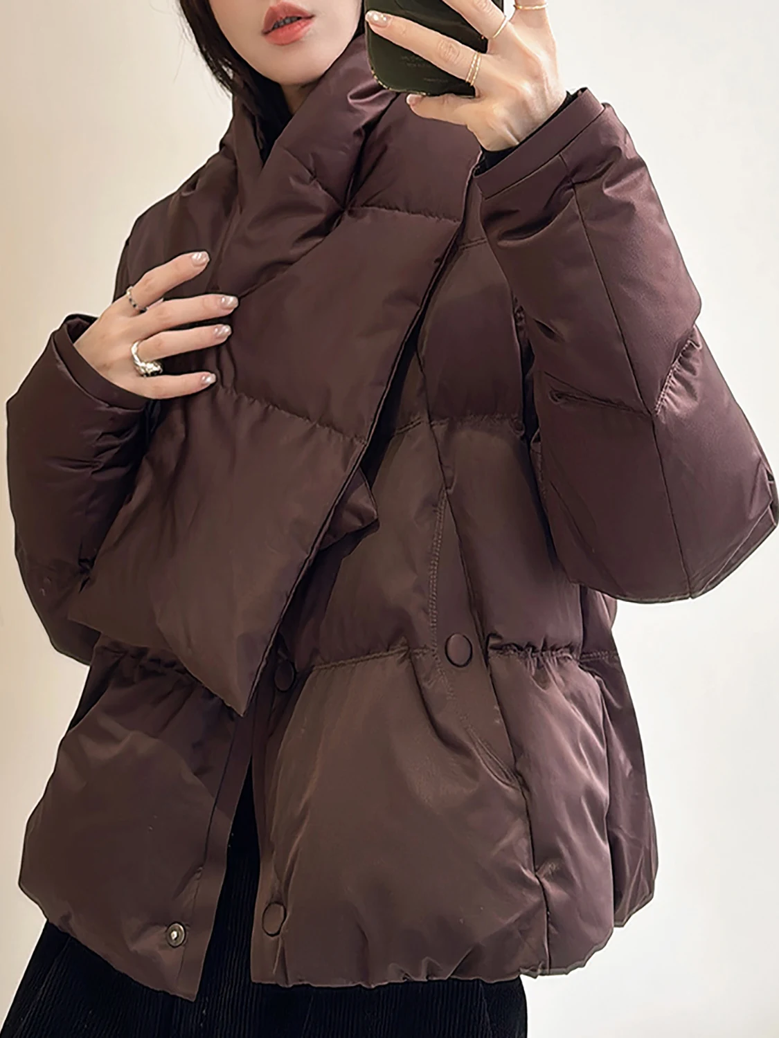 

ort Newarmer Sle down Jaet 2025 Autumn Winter Casual Warm Long Sve Zipper Closure White Du Feather Coat