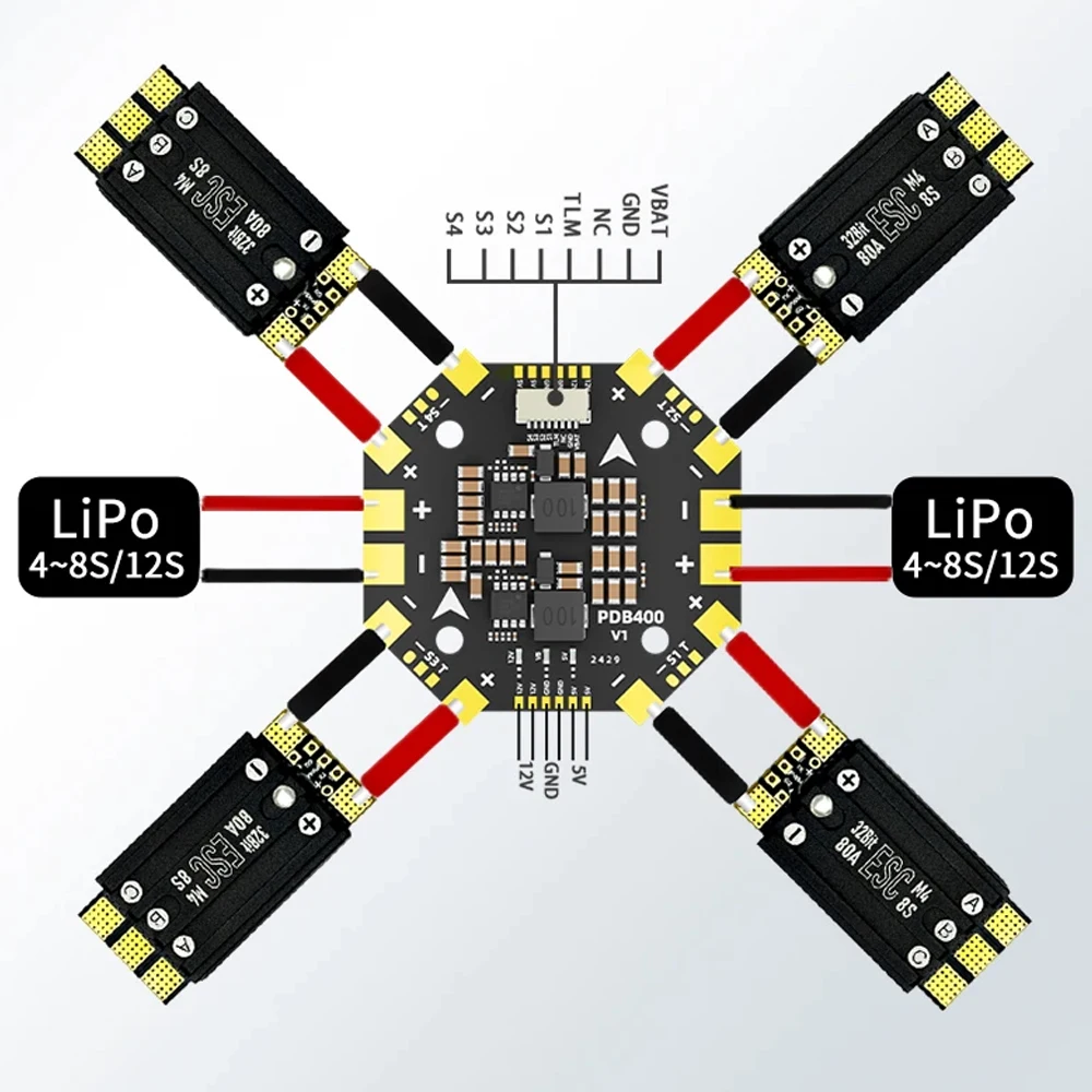 Aocoda-RC PDB400 8S/12S 400A PDB Oder PDB600 8S 600A Verteilerplatine Für Quadcopter Drone Starrflügel Amperemeter