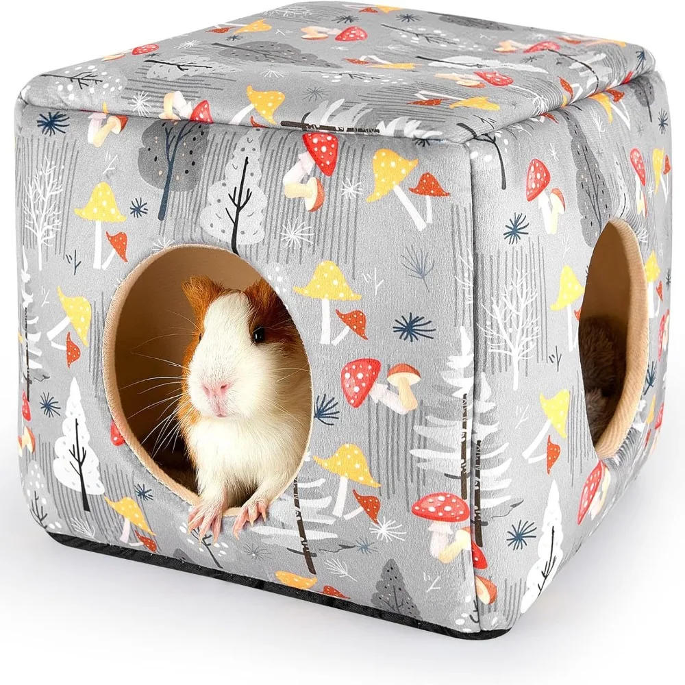

Cozy Washable Guinea Pig Hideout with Cushion Breathable Chinchilla Hamster House Large Size Non-slip Small Pet Bed Squirrel