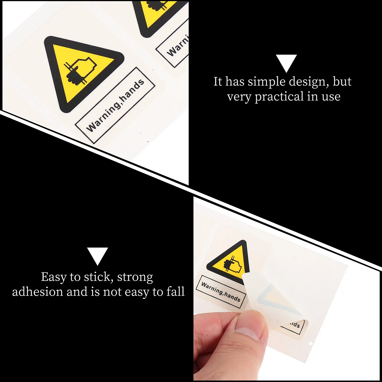 10Pcs Warning Hands Pinching Sticker High Visibility Reflective Safety Warning Sticker for Machinery Equipment Caution Sign