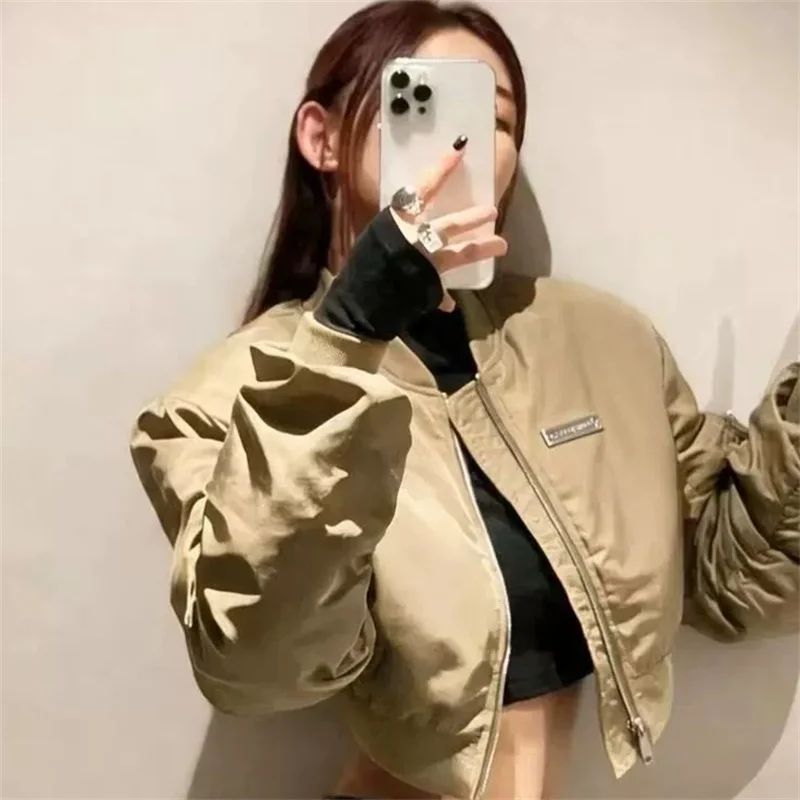 2026 Spring Autumn Jacket Women's Korean Style Design Street Casual Baseball Outerwear Short Flight Slim Coat Top Jacket Female
