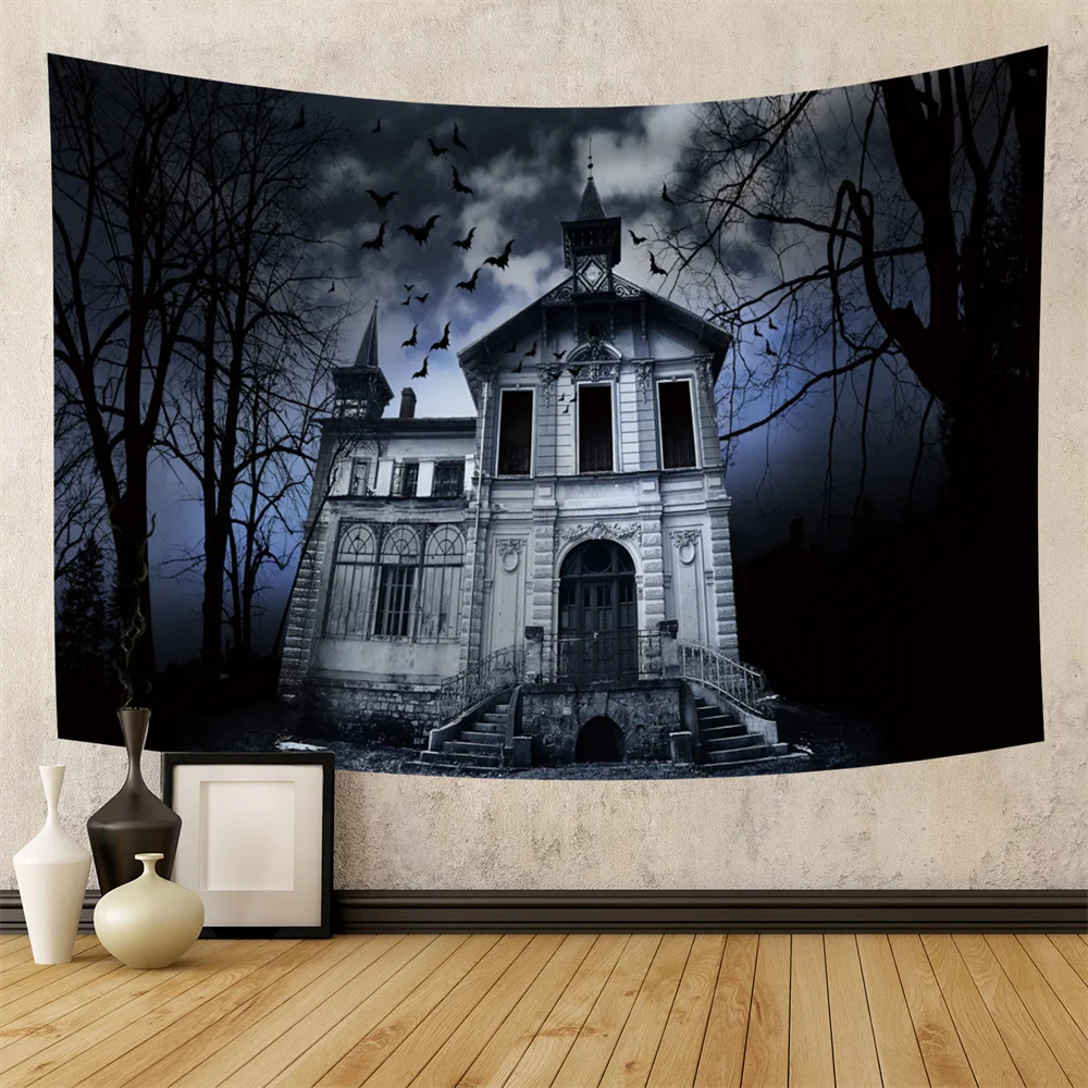 Home Decor Horror Demon Tapestry Pumpkin Lantern Wall Hanging  Hippie Magic Castle Ghost   Backdrop Fabric