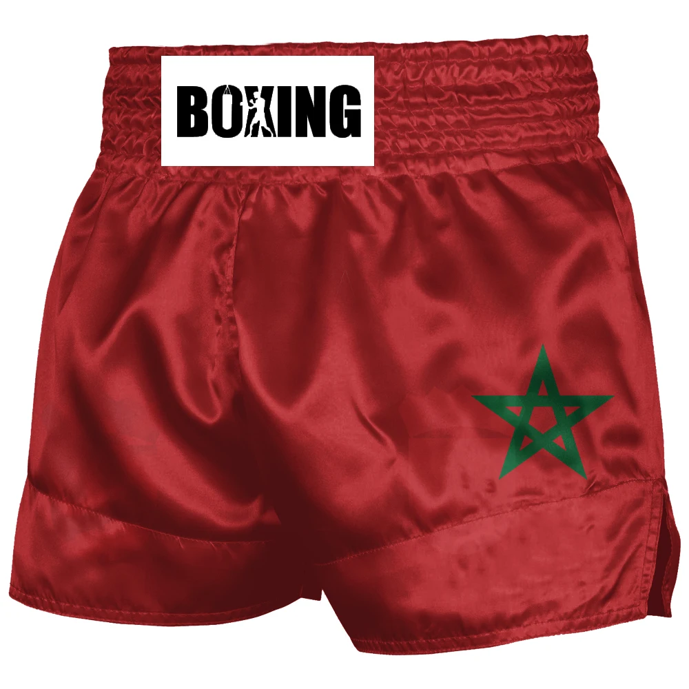 Moroccan flag Muay Thai shorts men's and women's boxing fighting shorts martial arts Sanda Martial Arts Clothing