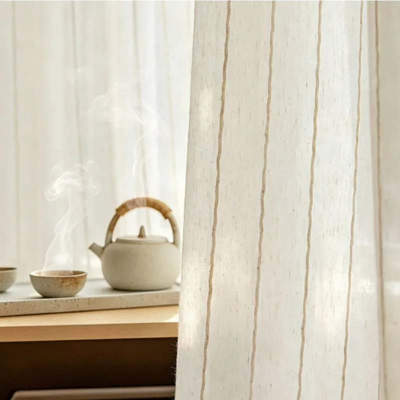 Modern Minimalist Linen Gauze Plain Color Gauze Curtain, Transparent But Not Translucent, Living Room, Bedroom, Balcony Curtains