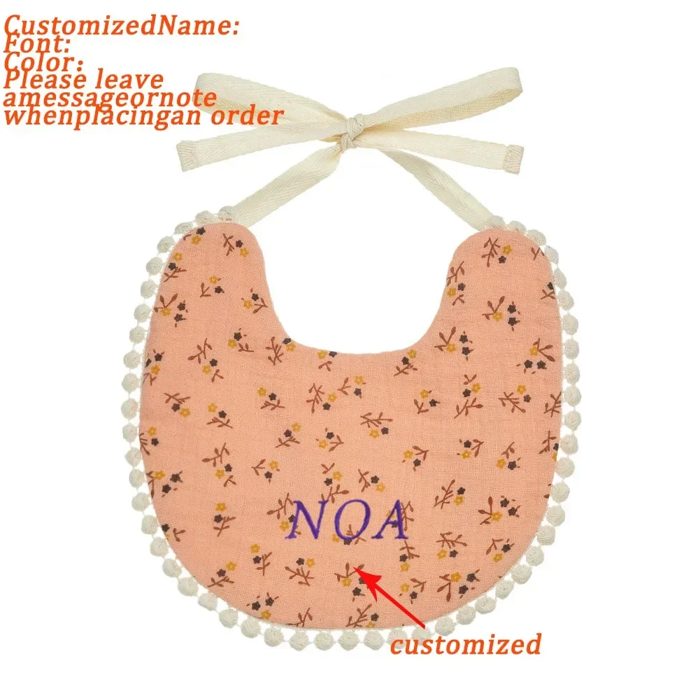 Personalized Gift Baby Apron Custom Stuffed Baby Name Muslin Cotton Baby Boys Kid Bibs Waterproof Girl Accessory Newborn Infant