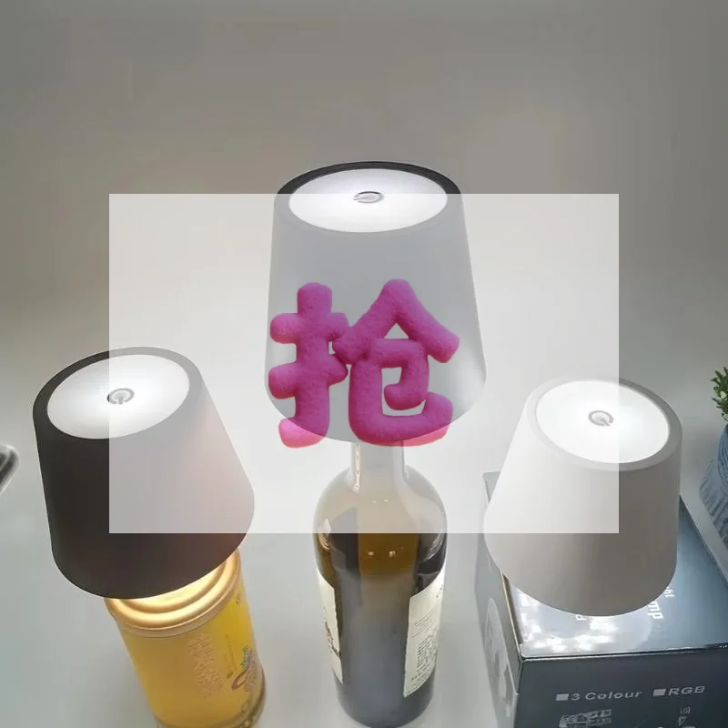 Wireless Table Lamp Wine Bottle Base Rechargeable LED Vases Light Touch Switch Bar Dining