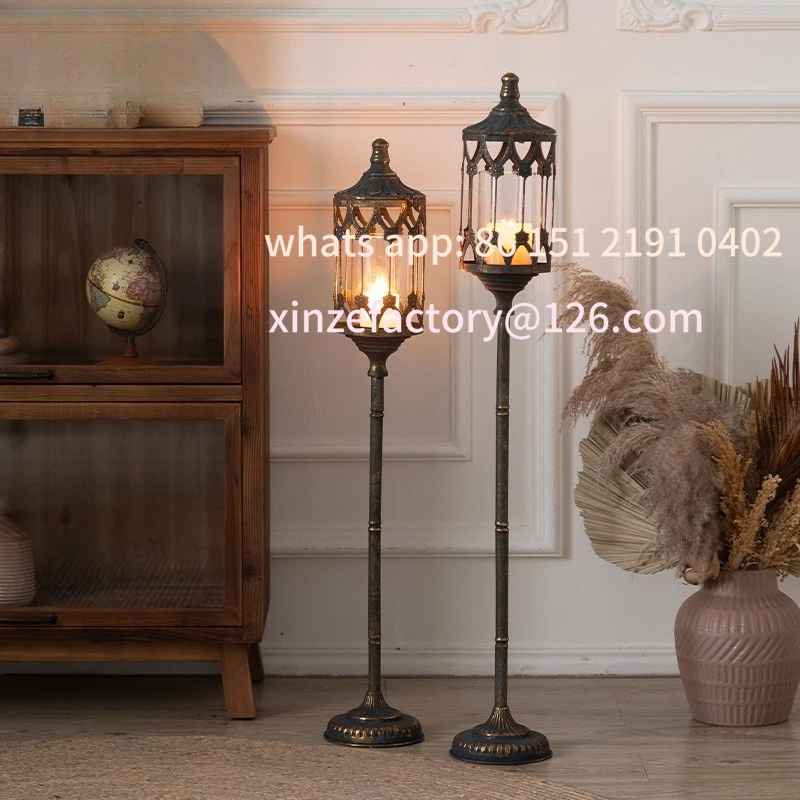 Customizable corner floor-to-ceiling candlestick outdoor courtyard rainproof wind lamp garden atmosphere retro candlestick