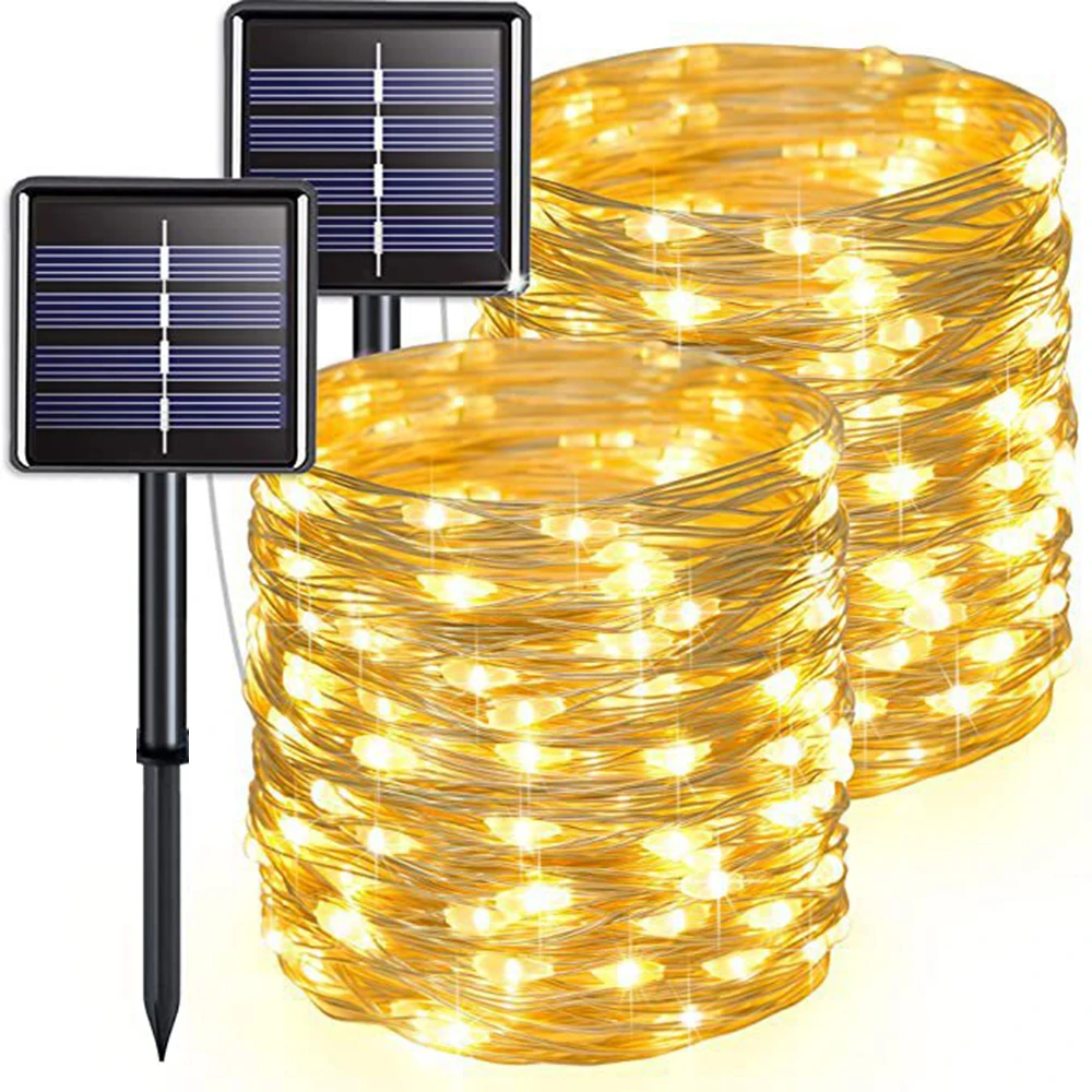 Solar String Lights Outdoor Solar Lights Fairy Christmas Lamp Garland For Terrace Courtyard Porch Garden Party Tree Decoration