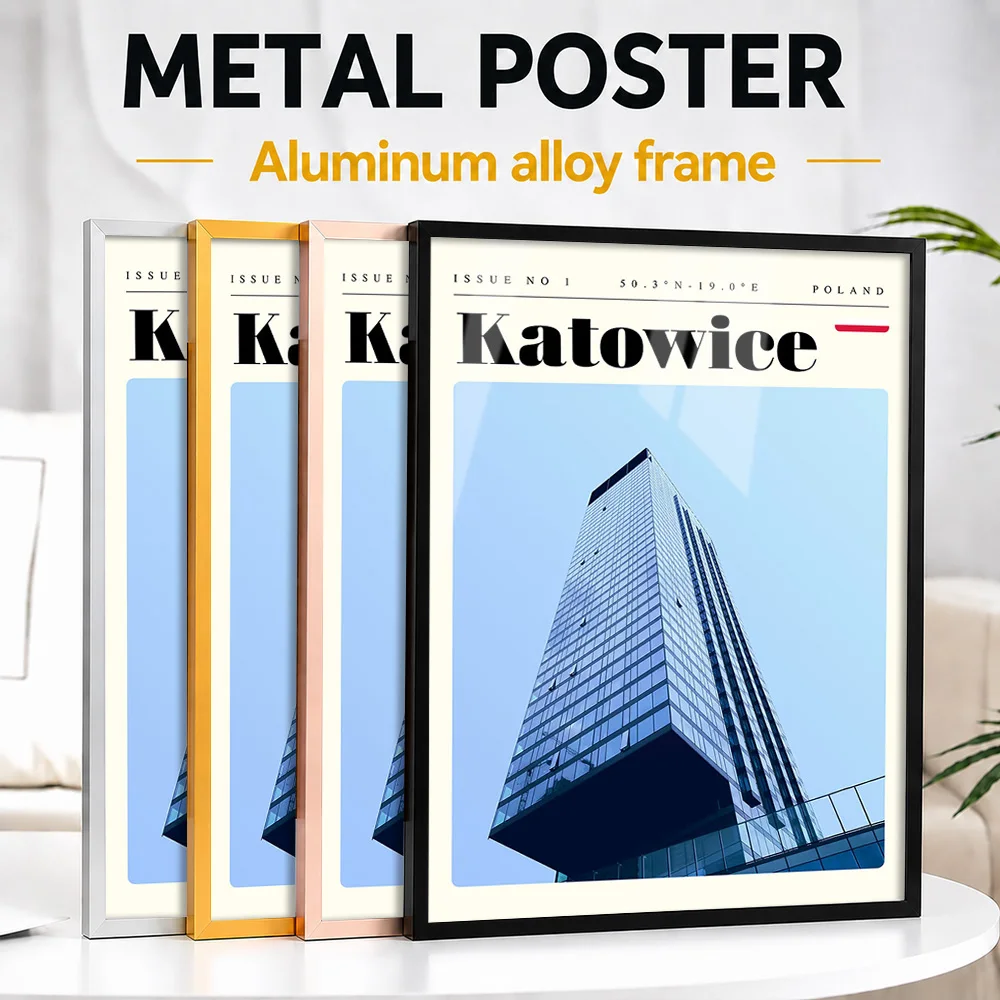 Katowice Poland Cityscape Framed Metal Print Customized Scenic Tribute Wall Art Designed For Office And Geography Enthusiasts