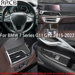 For BMW 7 Series G11 G12 2015-2022 Carbon Fiber Gear Window Lift Dashboard Air Outlet Car Accessories Interior Cover Stickers
