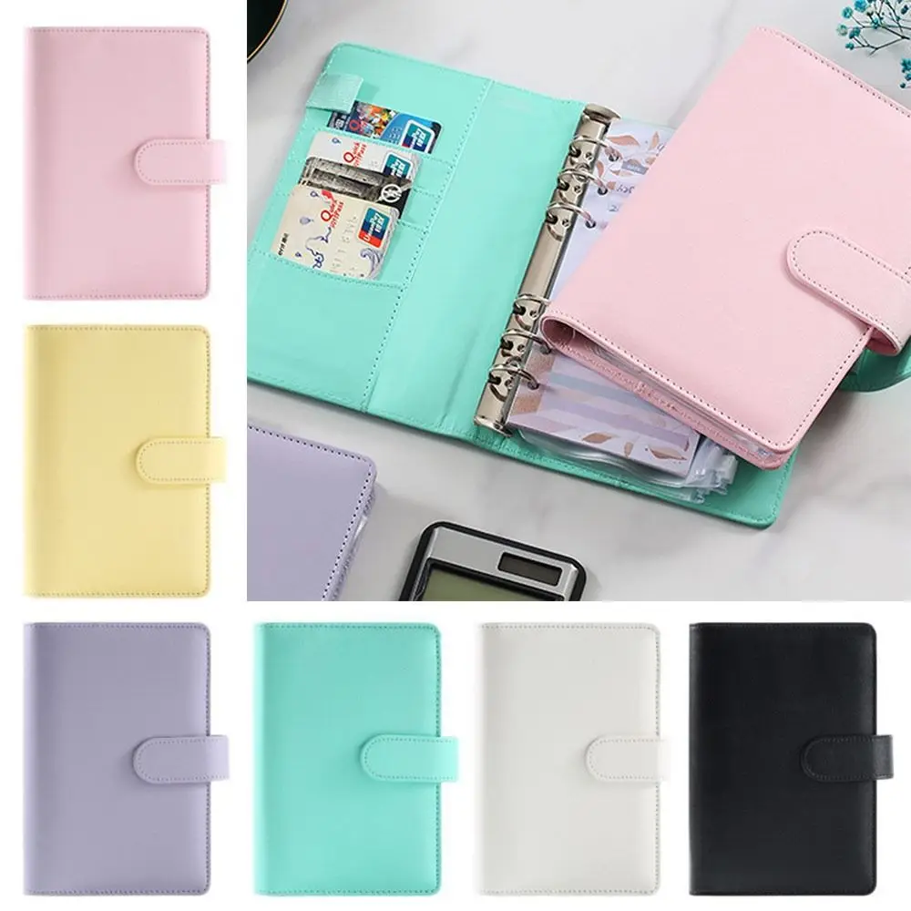 Portable A6 Cash Budget Binde PU with Magnetic Buckle Closure Money Budget Planner Binder With Zipper Envelopes Notebook Binder