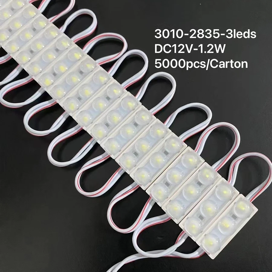 20pcs DC 12V LED Module 2835 6500k White  SMD Modules with Lens 3010 Backlight Waterproof IP67 Sign Lighting Cool White