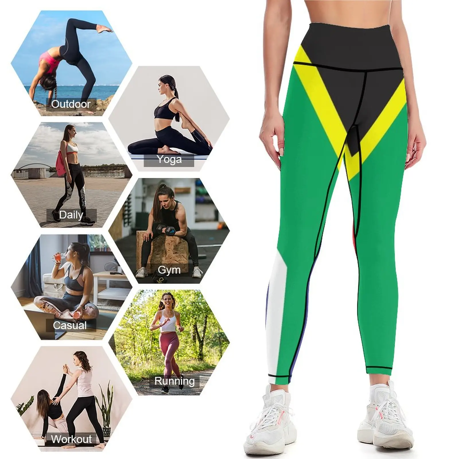 South African Flag Leggings Legging sexy woman Golf wear Sports pants woman Womens Leggings